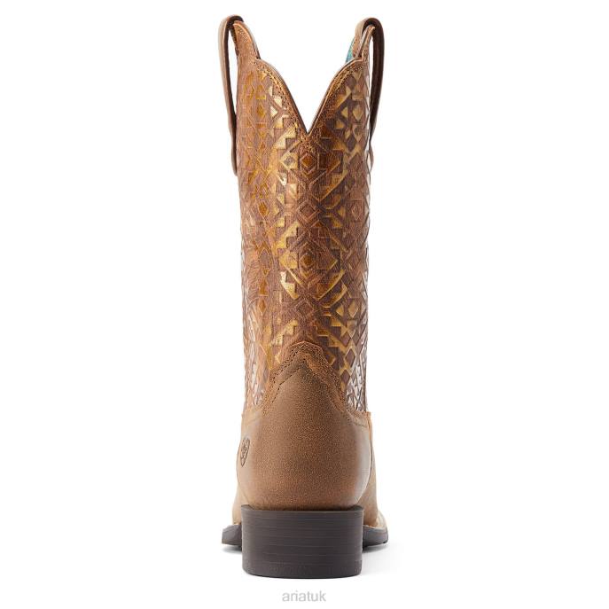 Ariat Round Up Wide Square Toe Western Boot Women D0X62270 Bare Brown Footwear