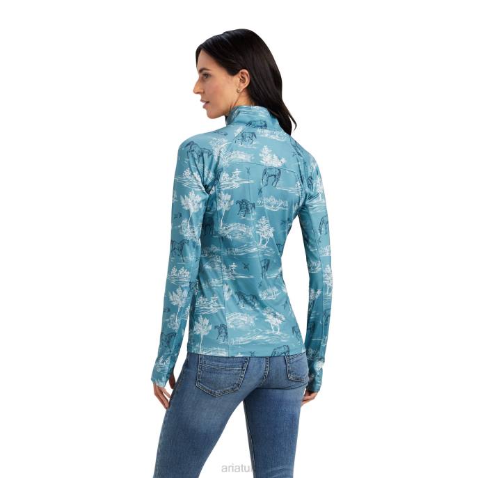 Ariat Lowell 2.0 1/4 Zip Baselayer Women D0X63064 Arctic Frolic Print Tops