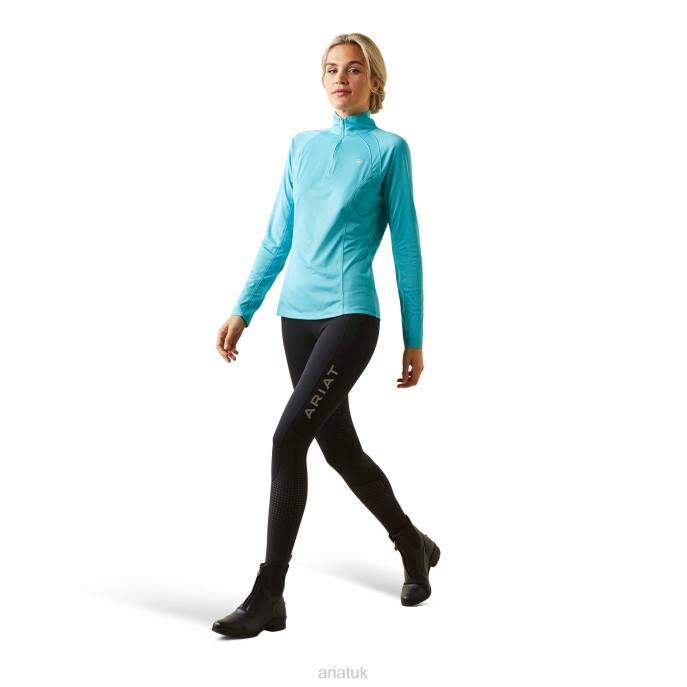 Ariat Sunstopper 2.0 1/4 Zip Baselayer Women D0X62825 Maui Blue Tops