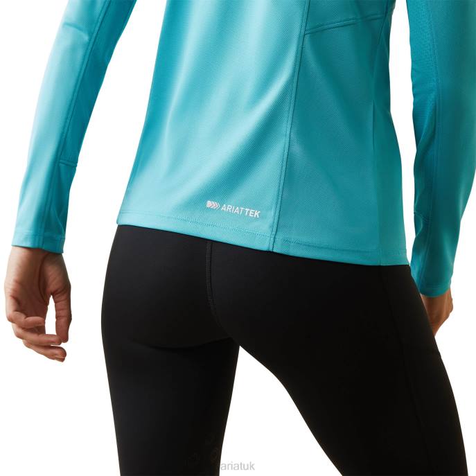 Ariat Sunstopper 2.0 1/4 Zip Baselayer Women D0X62825 Maui Blue Tops