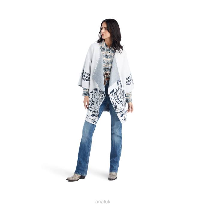 Ariat Desert Cardigan Women D0X63317 Blanc De Blanc Tops