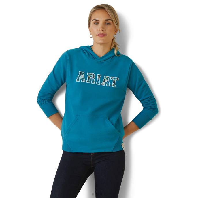 Ariat 3D Logo 2.0 Hoodie Women D0X63376 Mosaic Blue Tops