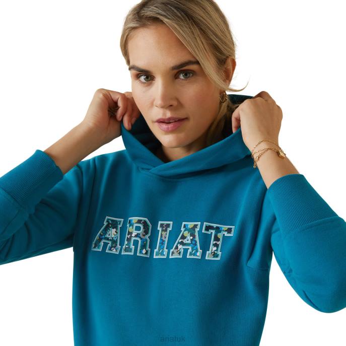 Ariat 3D Logo 2.0 Hoodie Women D0X63376 Mosaic Blue Tops