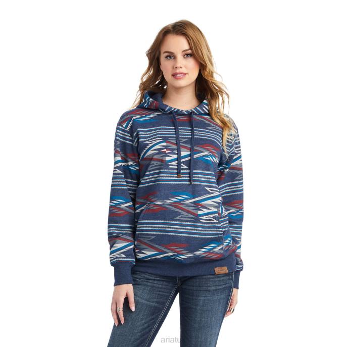 Ariat All Over print Chimayo Hoodie Women D0X63394 New Mexico Navy Print Tops