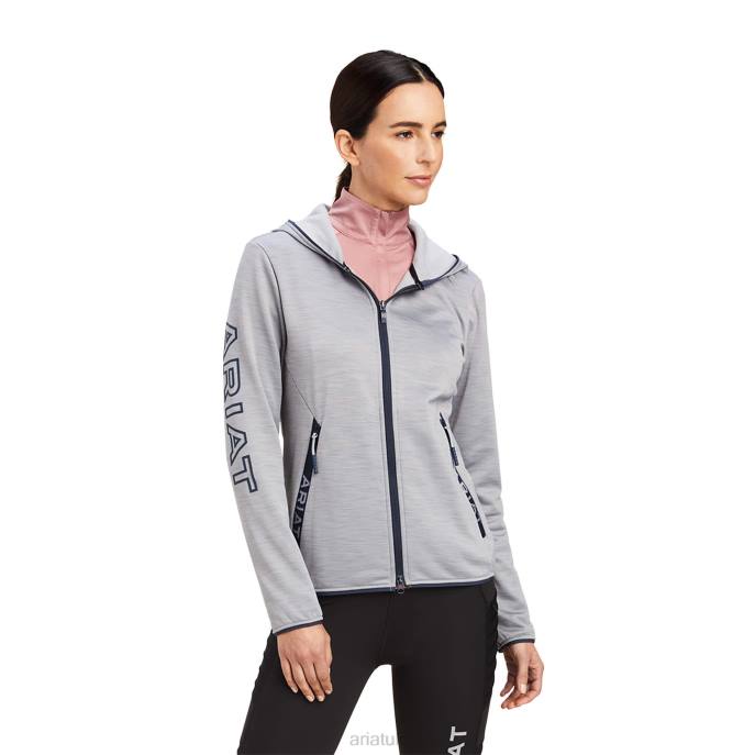 Ariat Byron Full Zip Hoodie Women D0X63432 Heather Grey Tops
