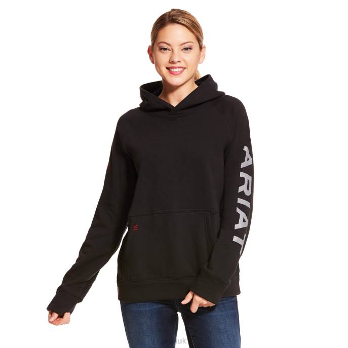 Ariat FR Primo Fleece Logo Hoodie Women D0X63466 Black Tops