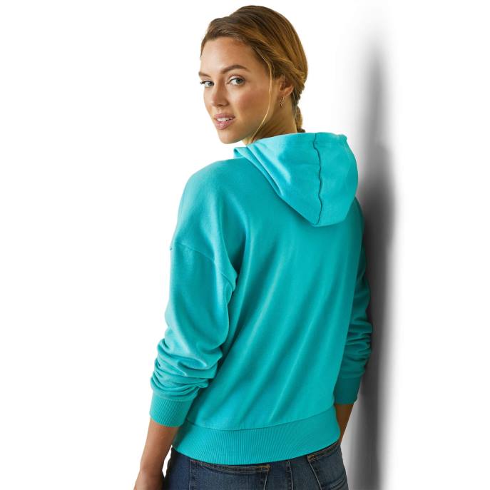 Ariat Just Hoodie Women D0X63368 Heather Pool Blue Tops