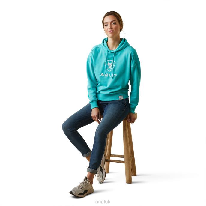 Ariat Just Hoodie Women D0X63368 Heather Pool Blue Tops