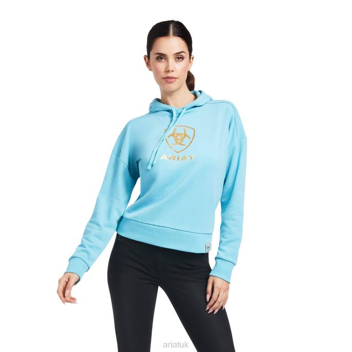 Ariat Just Hoodie Women D0X63429 Milky Blue Tops