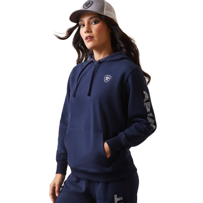 Ariat Logo Hoodie Women D0X63377 Navy Eclipse Tops