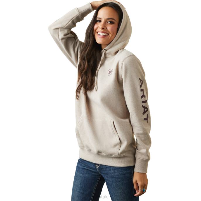 Ariat Logo Hoodie Women D0X63457 Oatmeal Heather Tops