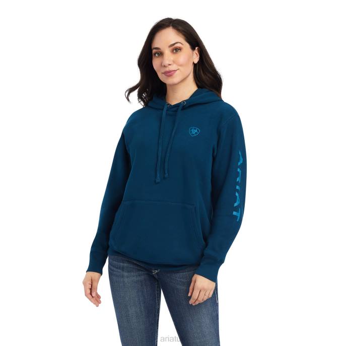 Ariat REAL Classic Arm Logo Hoodie Women D0X63409 Hydra Tops