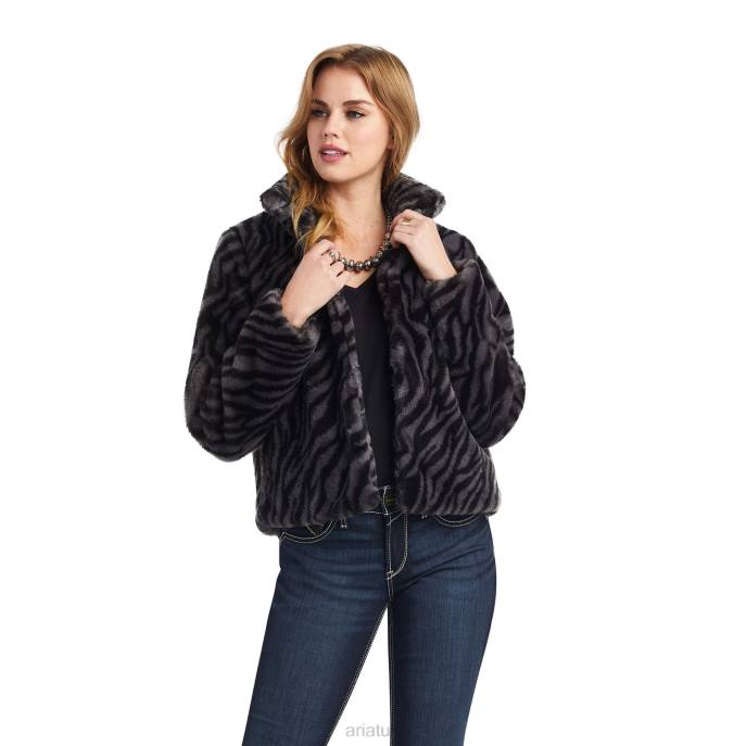 Ariat City Girl Faux Fur Jacket Women D0X63514 Black Tops