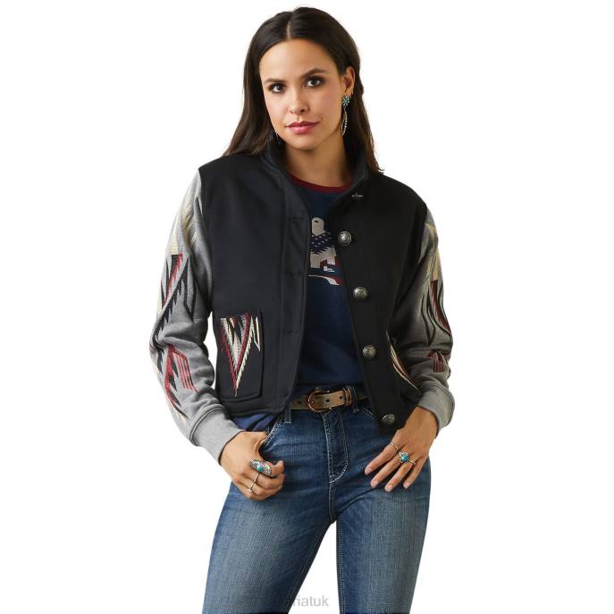 Ariat Embroidered Chimayo Jacket Women D0X63507 Black/Grey Tops