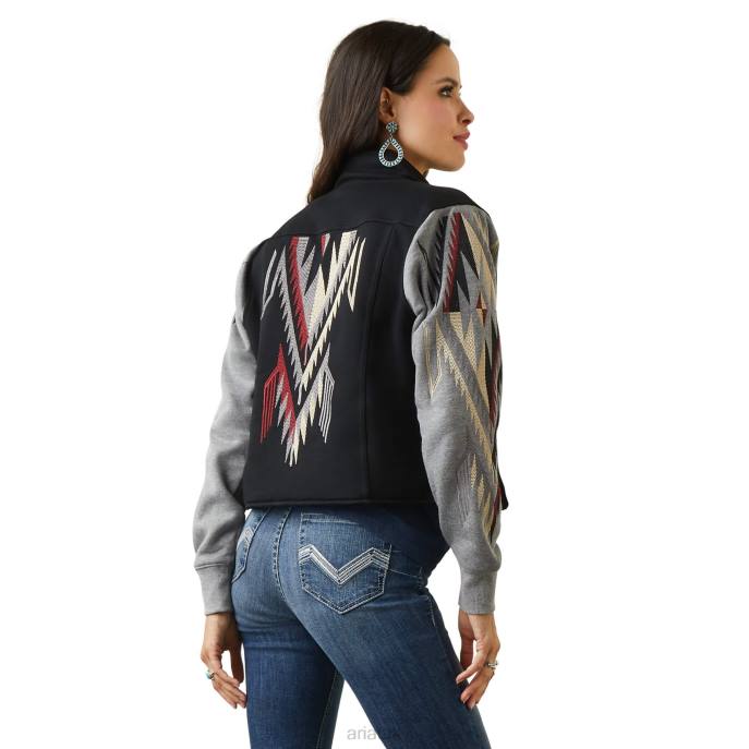 Ariat Embroidered Chimayo Jacket Women D0X63507 Black/Grey Tops