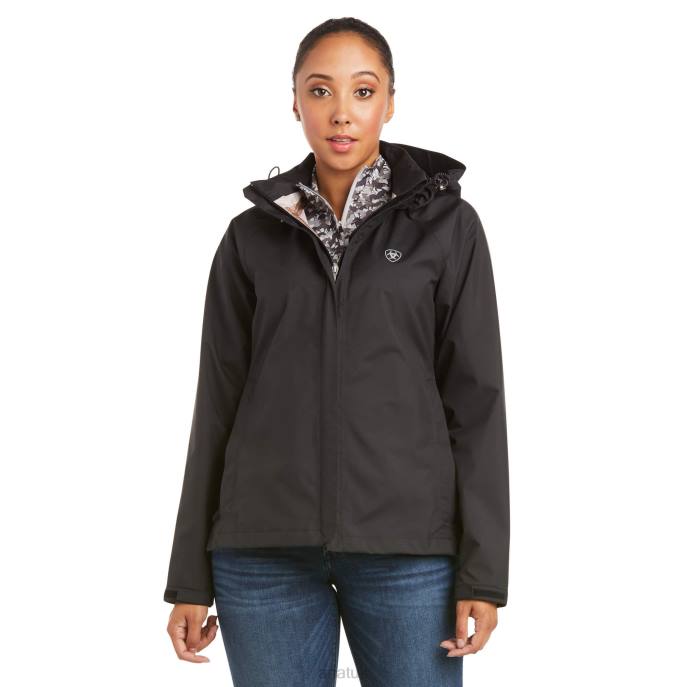 Ariat Packable Waterproof Jacket Women D0X63619 Black Tops