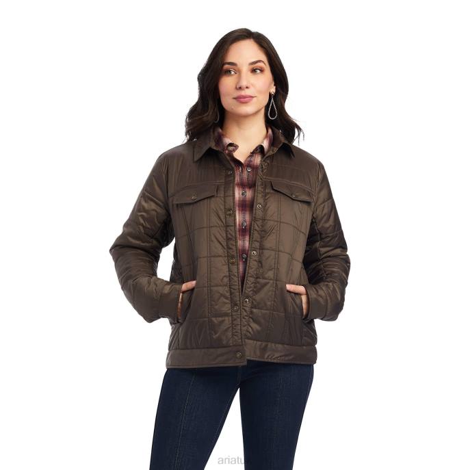 Ariat Puffer Trucker Insulated Jacket Women D0X63535 Banyan Bark Tops