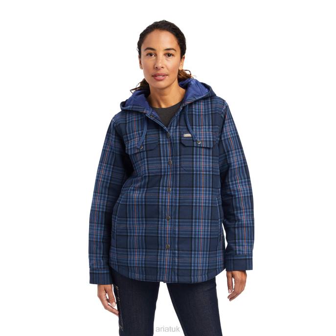 Ariat Rebar Flannel Shirt Jacket Women D0X63426 Navy Tops