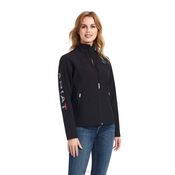 Ariat Team Logo Softshell Chimayo Jacket Women D0X63476 Black/New Mexico Navy Print Tops