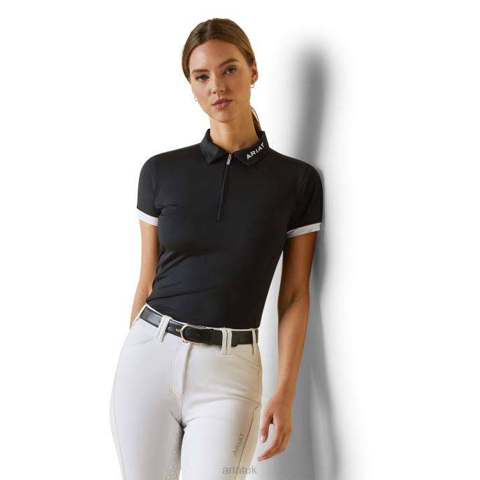 Ariat Bandera 1/4 Zip Polo Women D0X63071 Black Tops