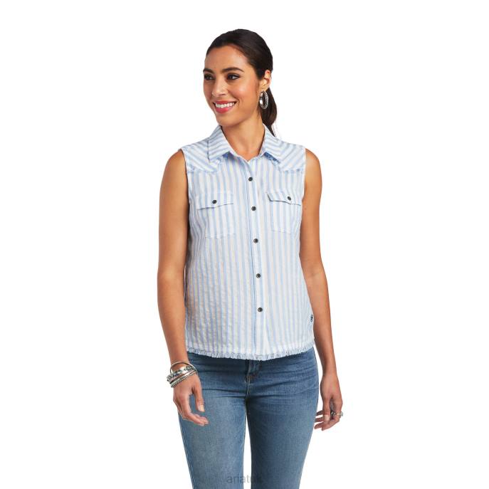 Ariat Boom Boom Shirt Women D0X63066 Blue Stripe Tops