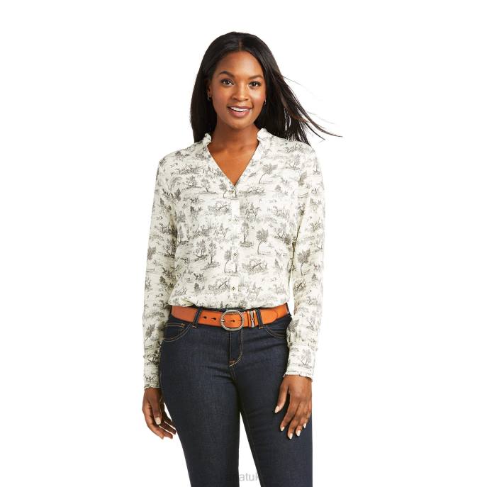 Ariat Clara Blouse Women D0X63057 Vanilla Toile Tops