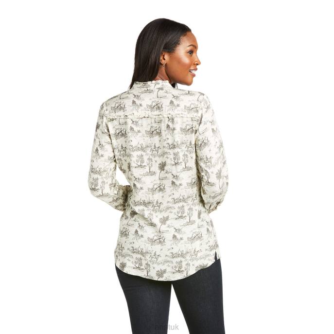 Ariat Clara Blouse Women D0X63057 Vanilla Toile Tops