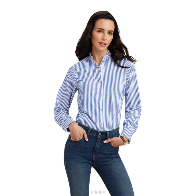 Ariat Clarion Blouse Women D0X63017 Sky Pinstripe Tops