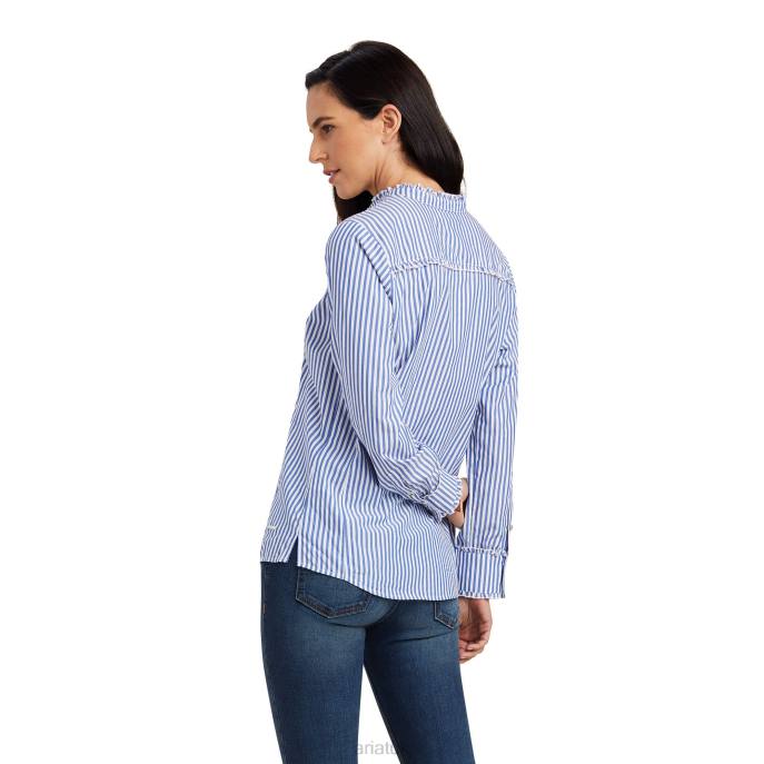 Ariat Clarion Blouse Women D0X63017 Sky Pinstripe Tops