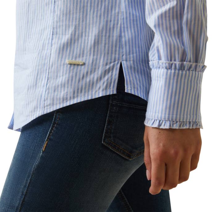 Ariat Clarion Blouse Women D0X63021 Powder Blue Stripe Tops