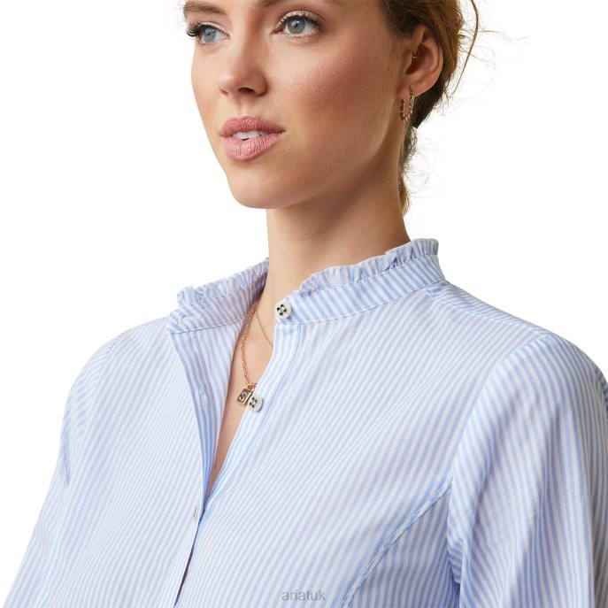Ariat Clarion Blouse Women D0X63021 Powder Blue Stripe Tops