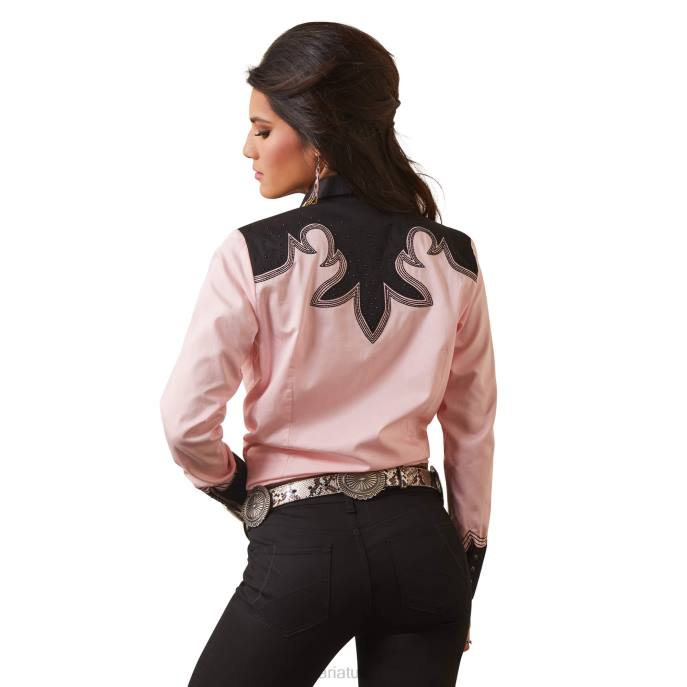 Ariat Dottie Shirt Women D0X62775 Coral Blush/Black Tops