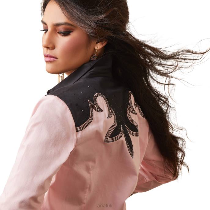 Ariat Dottie Shirt Women D0X62775 Coral Blush/Black Tops