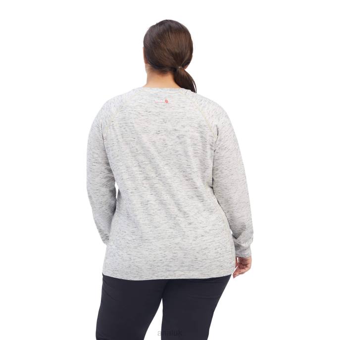 Ariat FR Air Henley Women D0X63032 Space Dye Heather Grey Tops