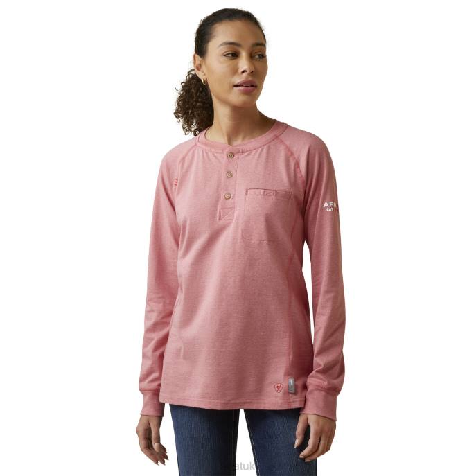 Ariat FR Air Henley Women D0X63033 Sun Kissed Coral Tops