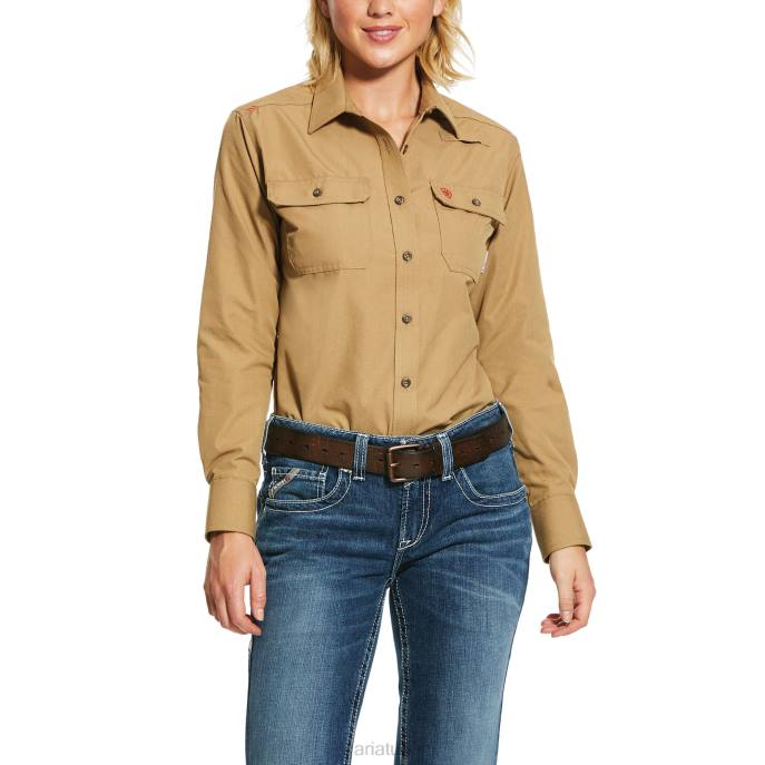 Ariat FR Featherlight Work Shirt Women D0X63708 Khaki Tops