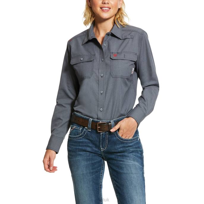Ariat FR Featherlight Work Shirt Women D0X63709 Gunmetal Tops