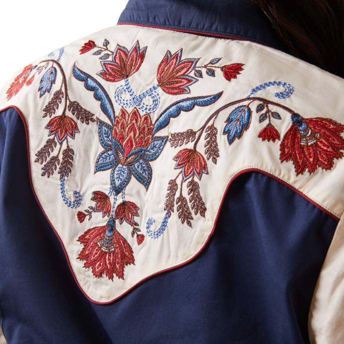 Ariat Loretta Shirt Women D0X62759 Navy/Buttercream Tops