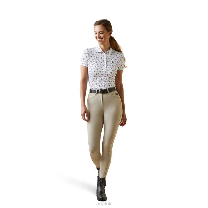 Ariat Motif Polo Women D0X63229 White Tack Ditsy Tops