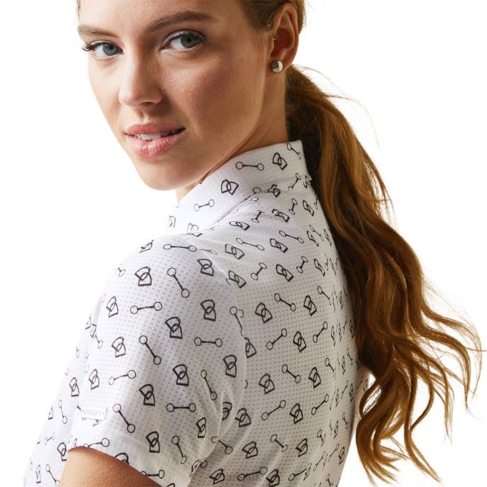 Ariat Motif Polo Women D0X63229 White Tack Ditsy Tops