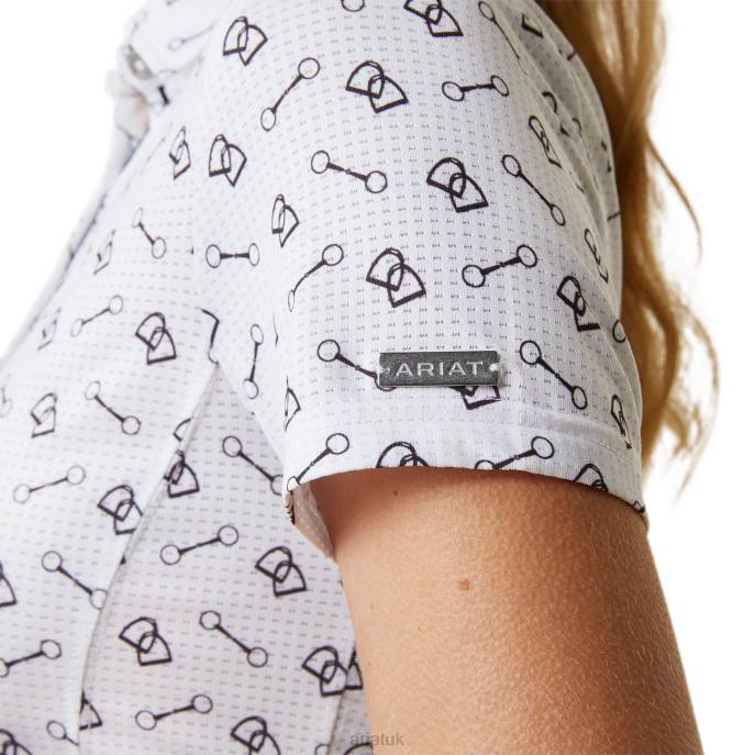 Ariat Motif Polo Women D0X63229 White Tack Ditsy Tops