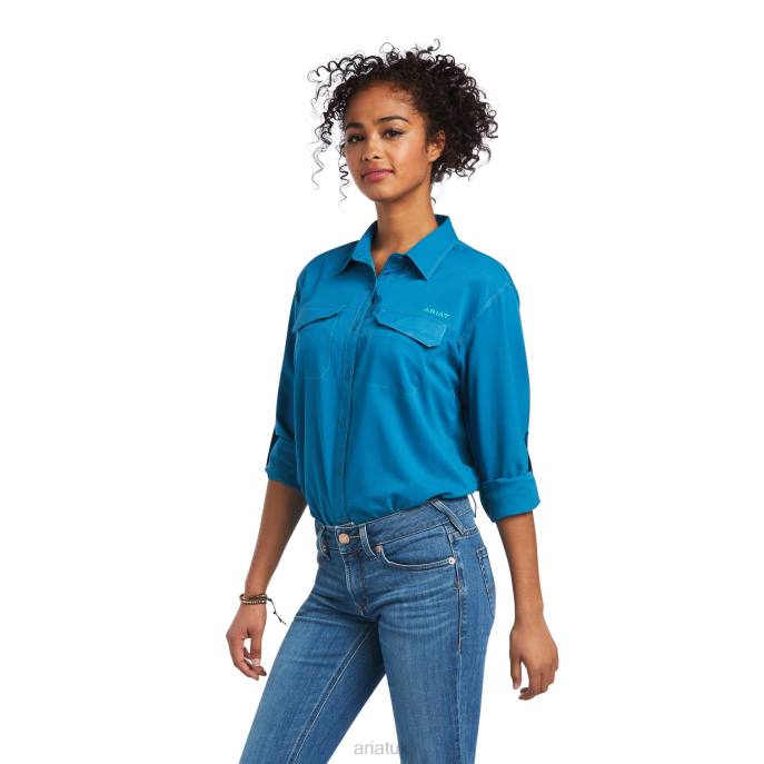 Ariat Outbound VentTEK Stretch Shirt Women D0X63070 Saxony Blue Tops