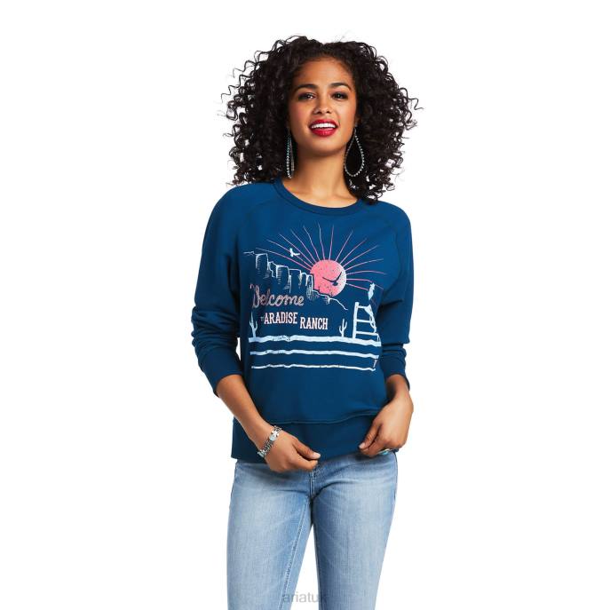 Ariat Paradise Ranch Crew Women D0X63436 Blue Nights Tops