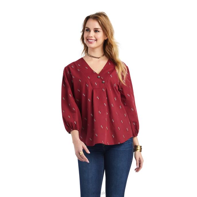 Ariat Peasant Top Chimayo Blouse Women D0X63110 Chimayo Dobby Tops