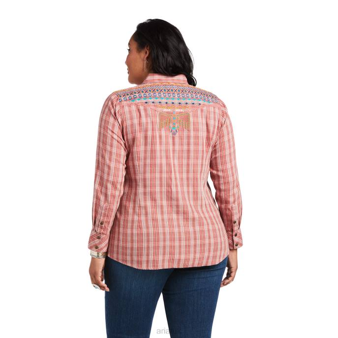 Ariat REAL Antique Thunderbird Shirt Women D0X63209 Antique Rubia Plaid Tops