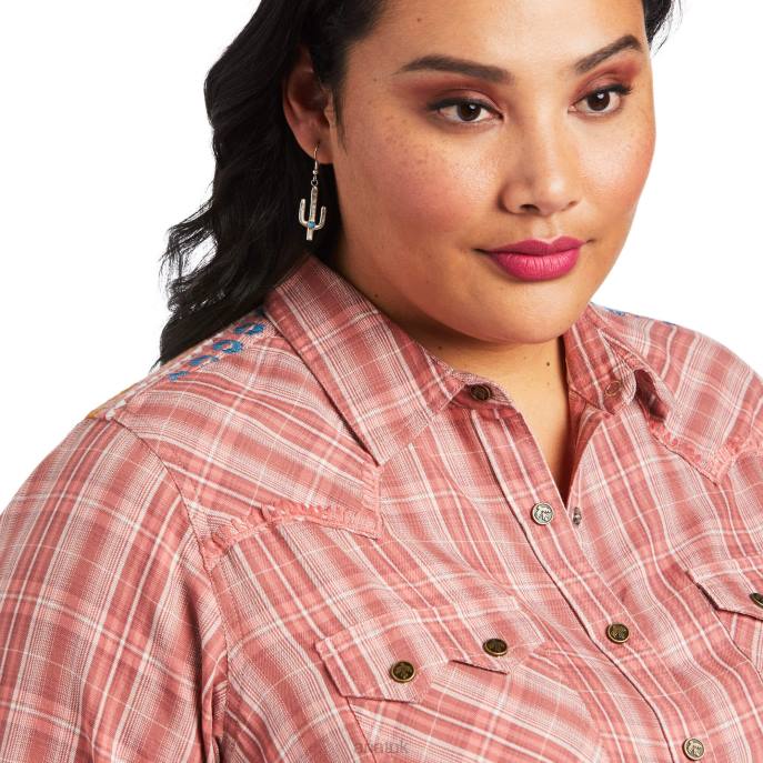 Ariat REAL Antique Thunderbird Shirt Women D0X63209 Antique Rubia Plaid Tops