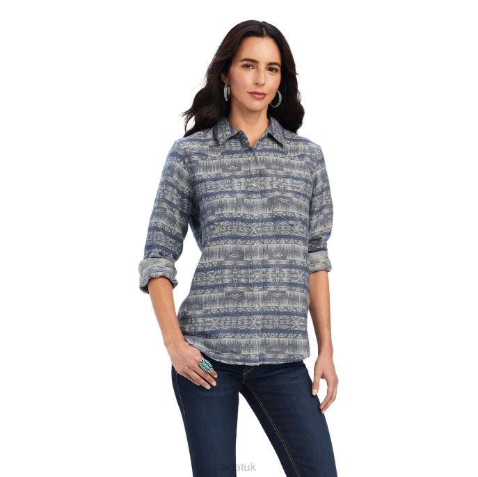 Ariat REAL Billie Jean Shirt Women D0X62984 Nightrider Jacquard Tops