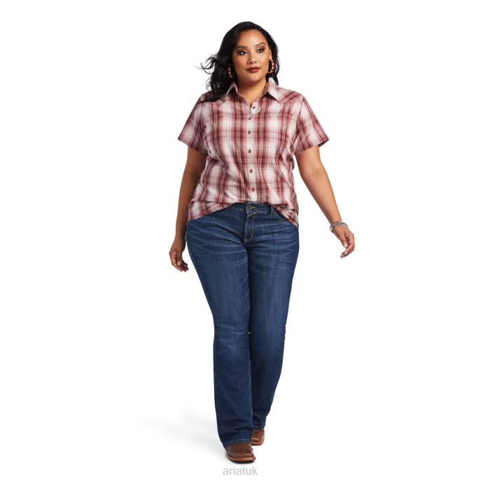 Ariat REAL Billie Jean Shirt Women D0X63141 Russet Plaid Tops