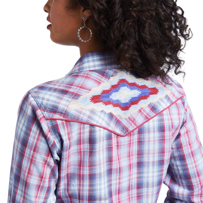 Ariat REAL Cornflower Shirt Women D0X63007 Cornflower Plaid Tops