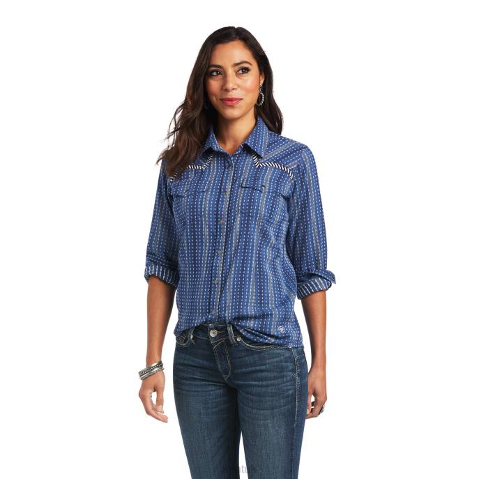Ariat REAL Darling Shirt Women D0X63079 Chambray Dobby Tops